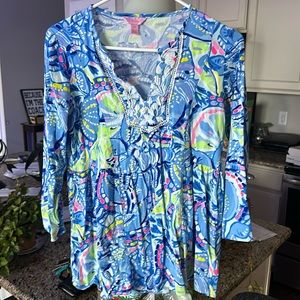 Lilly Pulitzer LYNDSEA Tunic. Blue Peri Pinch Pinch.